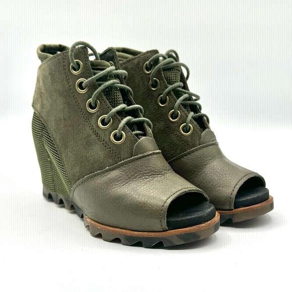 SOEREL LACE-UP WEDGE BOOTS OPEN TOE RUBBER OUTSOLE WOMEN’S WINTER BOOTS SIZE 6 - Picture 7 of 13